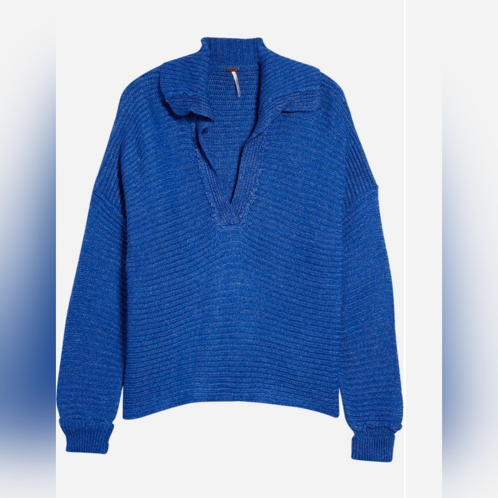 Free People Marlie Pullover Knit Sweater Cobalt Blue Women Size Medium